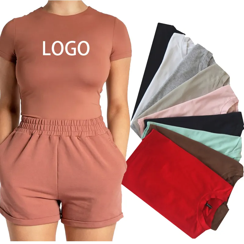 Custom White Woman T-shirt Printed Plain Ladies Black Tshirt Printing Blank Cotton Slim Fitted Crop Top Women T Shirts In Bulk 