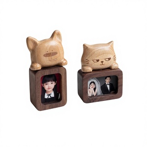 Cadre en bois massif Noyer noir, <span class=keywords><strong>mini</strong></span> cadre photo mignon pour gravure, impression de photos, suivi de croissance, enregistrement de mariage, pour réfrigérateur - Product Image 1