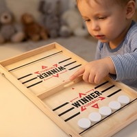 Jeu de Puck Rapide en Bois Premium – Plateau de Jeu de Table pour Enfants et Adultes – Idéal pour les Fêtes