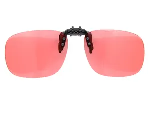 Kacamata Flip Lensa Merah Muda Sensitivitas Cahaya Warna FL-41 Klip Pendek Menyesuaikan Pemblokiran Cahaya Biru Mengurangi Migranie