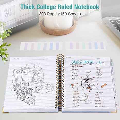 Spiral Notebook, Ruled Notebook, A5, 300 Pages Leather Journals for ...