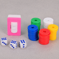 Accessoires de Mahjong Américain : 3 dés, indicateur de vent rose, jeu de jetons en plastique 5 couleurs, fournitures OEM en gros pour soirées de jeu
