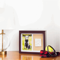 Marco de Fotos de Madera Clásico Hecho a Mano con Kit de Impresión de Arcilla para Huellas de Perros y Gatos, Color Marrón Espresso, en Oferta