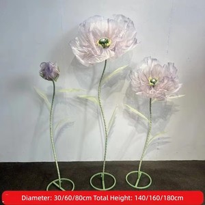 Flores de Amapola Artificiales de Seda para Decoración de Bodas, Escenarios, Diseño de Escenarios, Exhibiciones Florales Artificiales, Decoración de Escaparates - Product Image 3