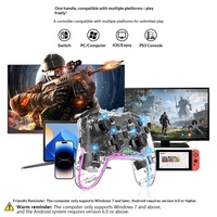Manette de jeu sans fil Switch, double vibration, gyroscope 6 axes, RGB transparente pour PC, Android, jeux de voiture