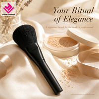 Pinceau à poudre de luxe grand format, manche en bois couleur bambou, poils synthétiques doux, pour poudre libre, maquillage du visage, OEM ODM, marque privée, personnalisable