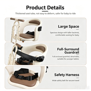 Asiento de Bicicleta para Niños con Instalación Frontal, Barandilla Protectora Completa, <span class=keywords><strong>Silla</strong></span> Multiusos para Bebés Compatible con Bicicletas de Montaña - Product Image 3