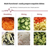 Cortadora de Verduras Multifuncional Comercial, Rebanadora y Picadora de Alimentos para Panadería, Acero Inoxidable, Tamaños Ajustables