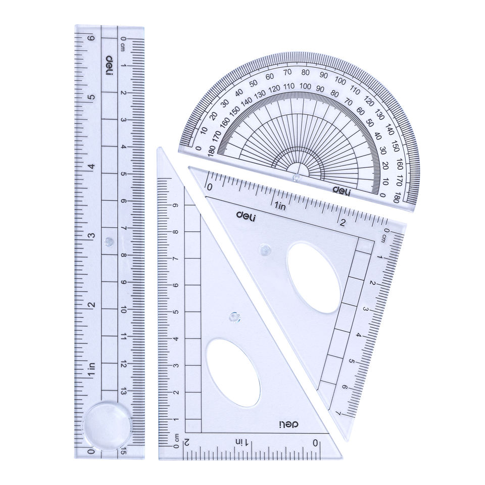 Deli E9609 Compass Students Drafting Set clear Ruler Set 6pcs with ...