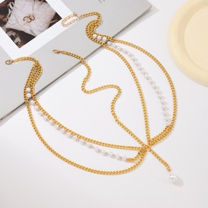 Catena per capelli bohémien multi-filo con perle e nappe in metallo, semplice catena per fronte, gioielli e accessori per capelli da donna - Product Image 3