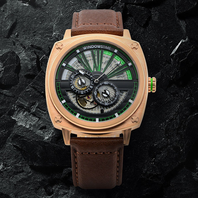 Custom High Quality New Leather Strap Stainless Steel Case Automatic Mechanical Watch for Men's Luxury Multi-function