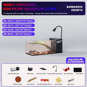 Hoogwaardig 220V modern design ultra wit transparant glazen rechthoekig bureau aquarium viskom milieuvriendelijk zijfilter 10W - Product Image 5