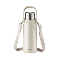 Bouteille Thermique Thermos en Acier Inoxydable avec Poignée et Sangle Double Isolation Antidérapante et Hermétique pour Voyage, Randonnée, Sports,