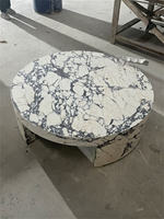 Table basse moderne ronde en pierre naturelle Calacatta Viola avec option stratifiée, taille personnalisable pour hôtel et salon