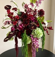 Susunan Bunga Bola Hydrangea Sutra Buatan Warna Merah Hijau 50cm Paling Laris untuk Dekorasi Pernikahan dan Rumah yang Populer