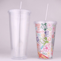 Bouteille d'eau en plastique de style américain à double paroi, sans BPA, réutilisable, anti-corrosion, pour adultes, Atlas Wholesale, 12/16/22/24 onces
