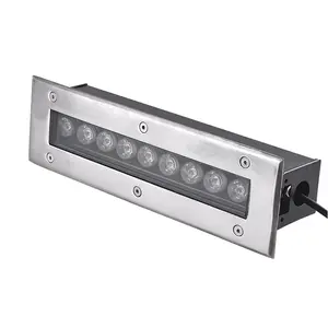 Luz <span class=keywords><strong>LED</strong></span> lineal <span class=keywords><strong>empotrada</strong></span> rectangular, <span class=keywords><strong>tira</strong></span> larga de acero inoxidable IP65, 9W, iluminación cuadrada para <span class=keywords><strong>suelo</strong></span> subterráneo, luz para escalera al aire libre - Product Image 1