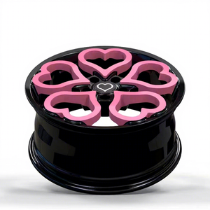 Jantes en alliage forgé sur mesure 6061-T6 en forme de cœur <span class=keywords><strong>rose</strong></span> <span class=keywords><strong>et</strong></span> <span class=keywords><strong>noir</strong></span>, uniques <span class=keywords><strong>et</strong></span> mignonnes, pour BMW <span class=keywords><strong>Mini</strong></span> <span class=keywords><strong>Cooper</strong></span> Mercedes Audi 18 19 20 21 22 Inc - Product Image 1