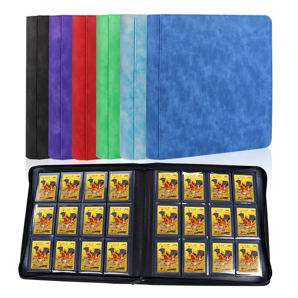 384 poches en cuir RTS PU cuir Trading Toploader Binder Album, 12 poches Premium Top Loader Card Binder