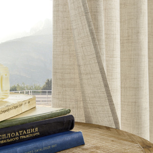 Cortinas de Poliéster Linho Blackout Estilo Moderno Retardante de Chamas Isoladas Design Cor Natural Reutilizáveis para Área Externa - Product Image 4