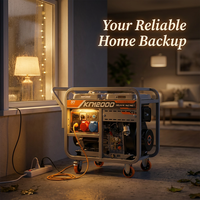 Générateur diesel portable 12KW 15kVA à châssis ouvert, démarrage par lanceur, refroidissement par air, 220V/380V 50/60Hz, monophasé, pour maison, ferme, chantier