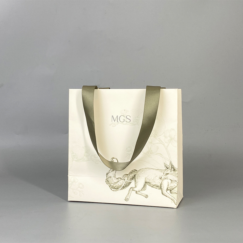 Bolsa de papel con logo personalizado, bolsas de papel blancas para regalo con asa