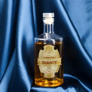 Bouteille en verre avec étiquette personnalisée Brandy Whisky Gin Tequila Flacon de forme ovale de 700ml Bouteille de spiritueux en verre
