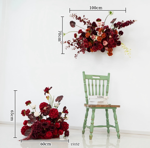 Arrangement floral artificiel <span class=keywords><strong>de</strong></span> luxe M800, <span class=keywords><strong>rouge</strong></span> bordeaux <span class=keywords><strong>et</strong></span> <span class=keywords><strong>noir</strong></span>, <span class=keywords><strong>centre</strong></span> <span class=keywords><strong>de</strong></span> <span class=keywords><strong>table</strong></span> floral pour mariage, événement, décoration <span class=keywords><strong>de</strong></span> la maison - Product Image 5
