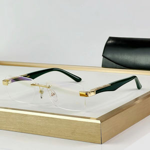 نظارات فاخرة بدون إطار بتصميم مربع غير منتظم وقطع ماسي، إطار نظارات طبية للقيادة بتصميم الطيار موضة 2025 - Product Image 1