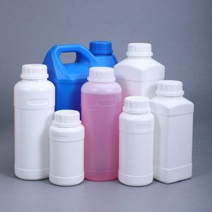 Botellas de plástico de calidad alimentaria cuadradas de HDPE con tapa de rosca en varios tamaños para agricultura y envasado de productos químicos de uso diario. - Product Image 1