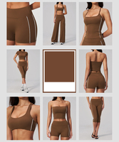 Ensemble de yoga 7 pièces : short de sport, t-shirt, pantalon évasé, débardeur, pantalon de survêtement, soutien-gorge de sport - Séchage rapide, Spandex/Nylon, Logo personnalisé imprimé sur le devant