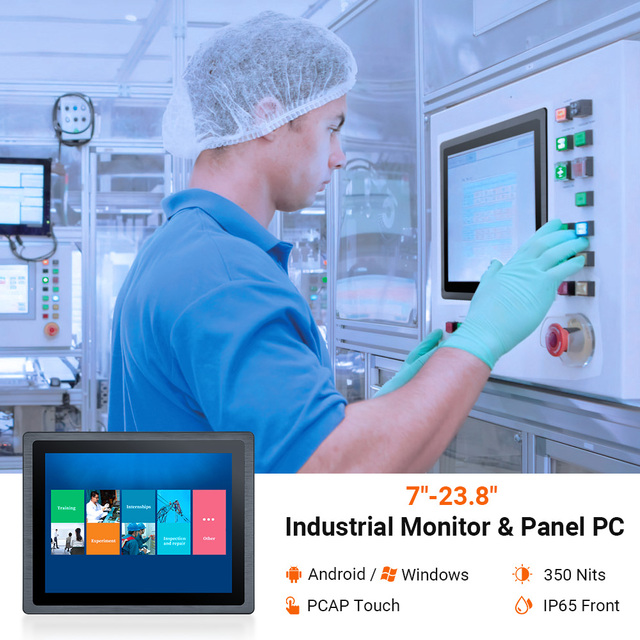 7 10 12 15 17 21.5 24 Inch IP65 Waterproof Panel Mount IPC Industrial Pcap Touch Screen Panel PC with Android/Linux/Windows OS