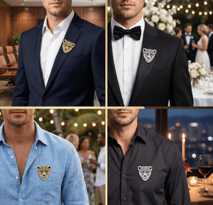 Gemelos para camisa con cabeza <span class=keywords><strong>de</strong></span> leopardo y diamantes <span class=keywords><strong>de</strong></span> imitación, cubrebotones decorativos con diamantes <span class=keywords><strong>de</strong></span> imitación para cuello <span class=keywords><strong>de</strong></span> flor - Product Image 6
