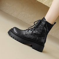 Bottines à lacets vintage à plateforme pour femmes