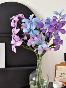 Di alta qualità realistica seta artificiale 7-Head piccole orchidee blu e Rayon Bellflower decorazione floreale di nozze - Product Image 6