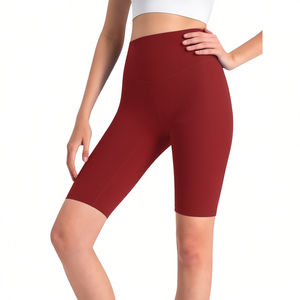 Shorts de Ciclismo de Cintura Alta para Mujer en Color Marrón Moca, Hechos de 80% Poliamida y 20% Elastano, Ajuste Deportivo Ideal para Ciclistas - Product Image 1
