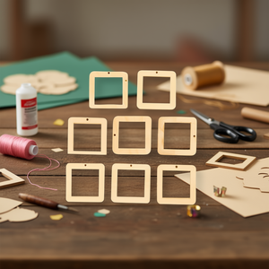 Cornice Quadrata in Legno Ilan 25x25mm 8pz Accessorio per Artigianato - Product Image 1