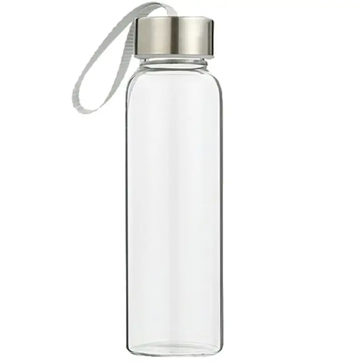 SJB066 wholesale straight side cylinder voss glass water bottle mineral water glass bottle with cap