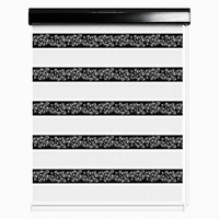 Persianas Enrollables Modernas de Poliéster con Diseño de Cebra en Blanco y Negro, Contraste, Doble Capa, Día y Noche, para Ventanas Francesas, Personalizadas