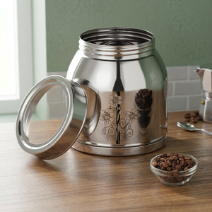 Stainless Steel Canister With Transparent Lid Floral Design Airtight Food <b>Storage</b> <b>Kitchen</b> Container Round Shape - Product Image 2