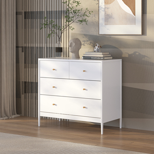 Cómoda infantil blanca de 4 cajones, gabinete de almacenamiento de madera para dormitorio de niños pequeños, armario de guardería, organizador de mesita de noche para bebés - Product Image 6