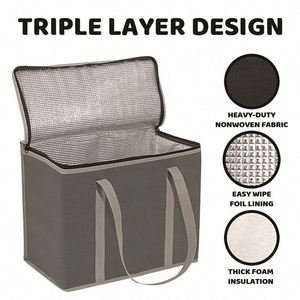 Sac isotherme en aluminium non tissé personnalisé, durable, prix d'usine, pour le déjeuner et les aliments - Product Image 4