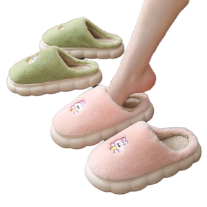 Pantuflas de Invierno para Mujer, con Forro de Felpa, Cálidas, con Suela Gruesa, Bordado de Dibujos Animados, para Todas las Estaciones, Incluyendo Verano, Primavera y Otoño - Product Image 1