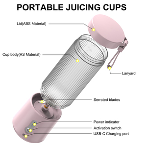 Vaso Mezclador Portátil Inalámbrico de 450 ml, Mini Licuadora Eléctrica de Frutas con Carga USB para el Hogar y Viajes - Product Image 5