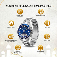 Montre de prière islamique musulmane avec Qibla, Adhan, Azan, Fajr, Alfajr et fonction de pèlerinage, montre horloge arabe