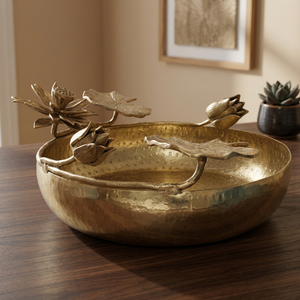 Assiette décorative en métal orientale faite à la main avec un motif de fleur de lotus, plat rond pour cadeaux - Product Image 6