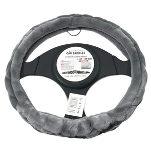 Car Saddles Steering Wheel Cover 37-39 Cm Faux <b>Fur</b> Gray <b>Green</b> Black - Product Image 1