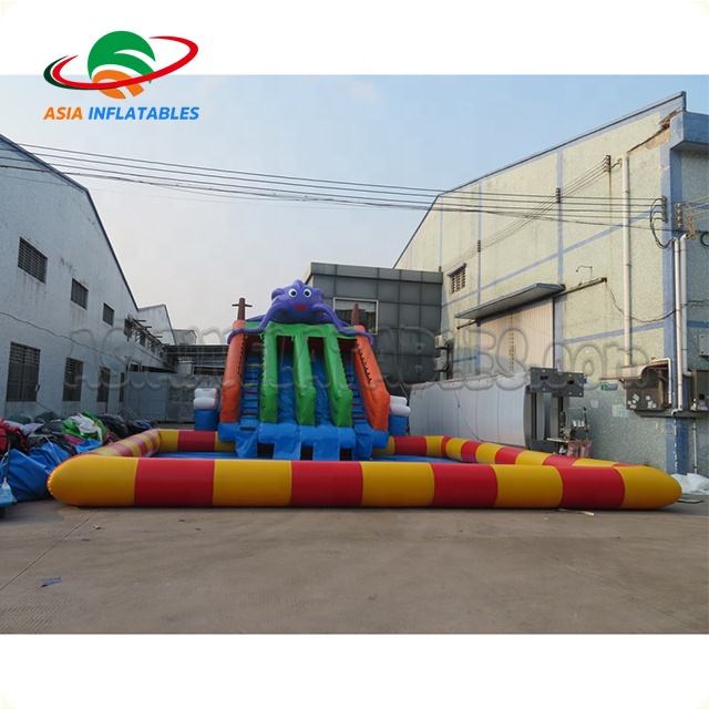 Land Inflatable Water Park with Pool Mobile Park Octopus Theme