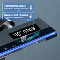 Nouvel ensemble de robinetterie de douche thermostatique poli à boutons piano avec affichage numérique et lumière d'ambiance, design moderne pour hôtels, maisons et villas