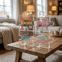Plaque de remise de diplôme personnalisée pour la maternelle, puzzle en acrylique, cadeau de remerciement pour les enseignants, base en bois, lot de panneaux PMMA personnalisés